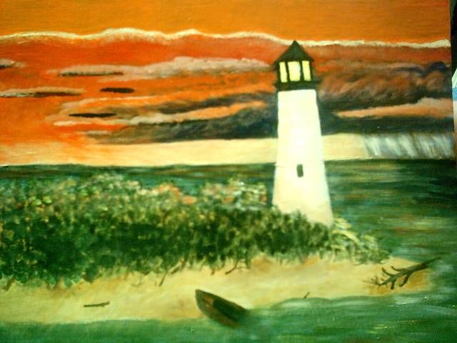 Schilderij getiteld "Storm at Sunset" door Marilyn Hayes, Origineel Kunstwerk