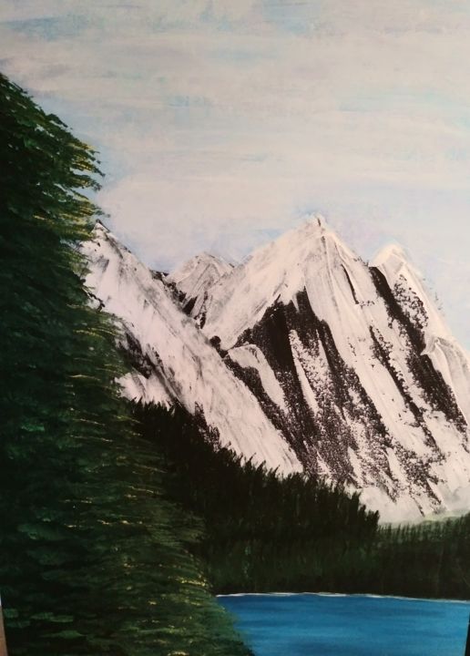 Pintura intitulada "Montagnes enneigées" por Mjoly, Obras de arte originais, Acrílico