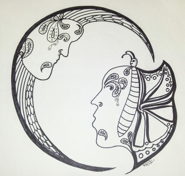 Desenho intitulada "Moonbutterfly.jpg" por Mkrartworks, Obras de arte originais