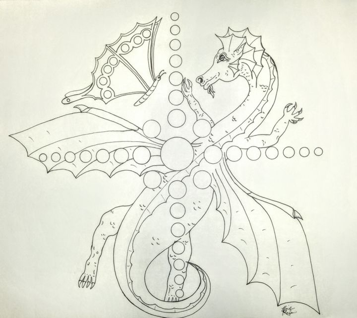 Desenho intitulada "Dragonbutterfly.jpg" por Mkrartworks, Obras de arte originais