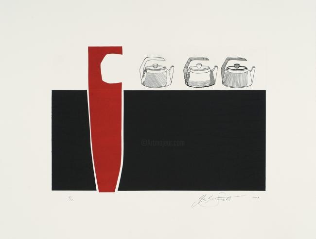 Gravures & estampes intitulée "Les trois bouilloir…" par Marilyse Goulet, Œuvre d'art originale