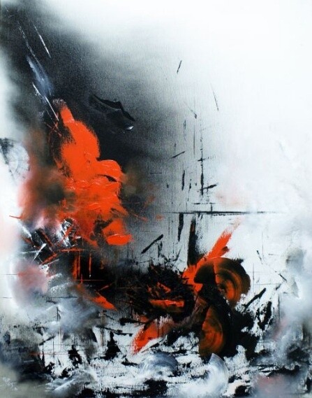 Painting titled "La Vague Noire 2011" by Marin, Original Artwork