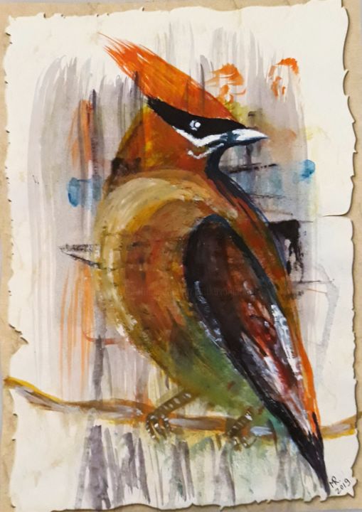 Drawing titled "Cardinal." by Marie Ruda, Original Artwork, Watercolor