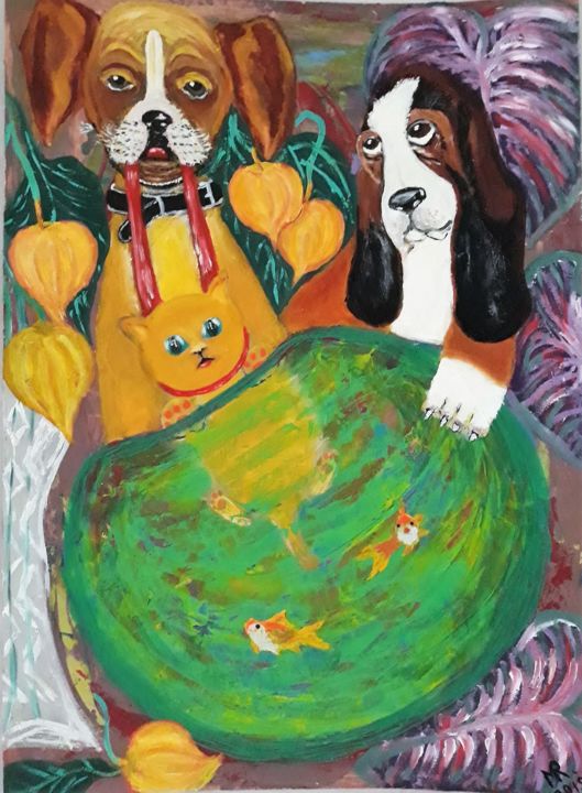 Malerei mit dem Titel "Friends" von Marie Ruda, Original-Kunstwerk, Acryl