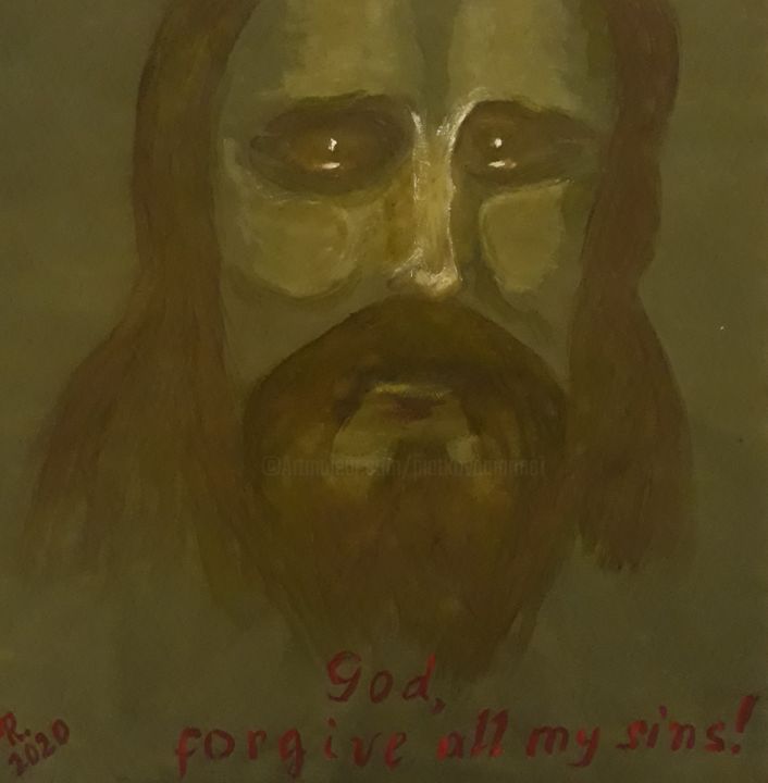 Malerei mit dem Titel "God,forgive all my…" von Marie Ruda, Original-Kunstwerk, Aquarell