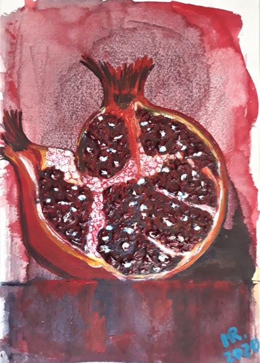 Painting titled "Taste of pomegranat…" by Marie Ruda, Original Artwork, Acrylic