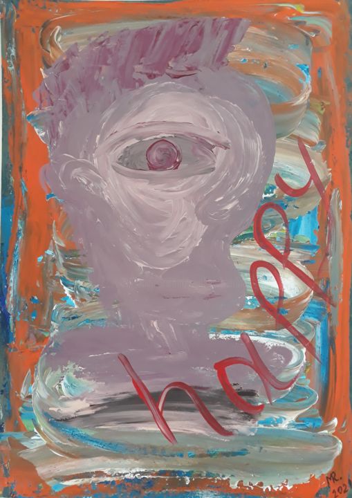 Painting titled "Happy." by Marie Ruda, Original Art, Acrylic