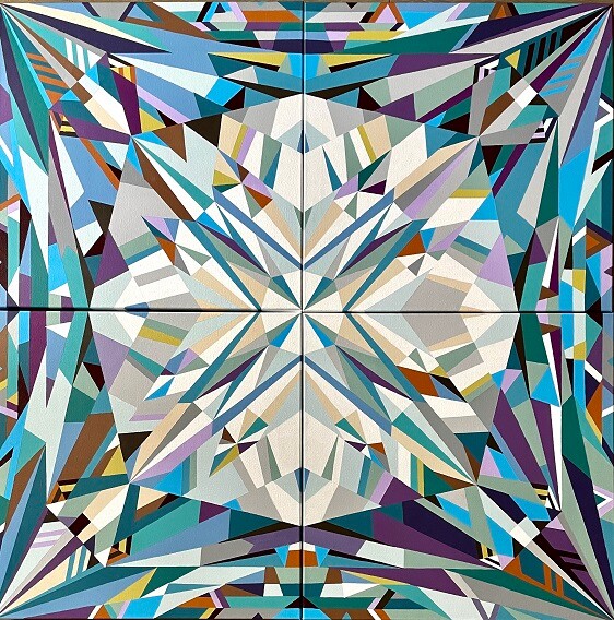Ζωγραφική με τίτλο "Crystal Amethyst" από Marina Astakhova, Αυθεντικά έργα τέχνης, Ακρυλικό