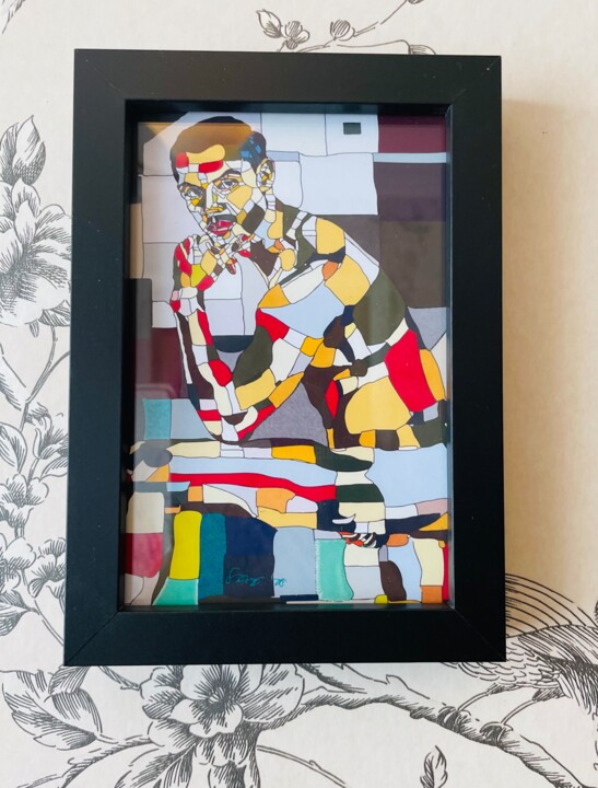 Printmaking titled "Nude male" by Marina Black, Original Artwork, Digital Print Mounted on Cardboard