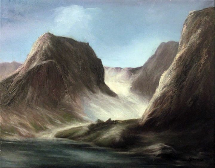 Peinture intitulée "Mer et montagne" par Marina Brckovic, Œuvre d'art originale, Acrylique