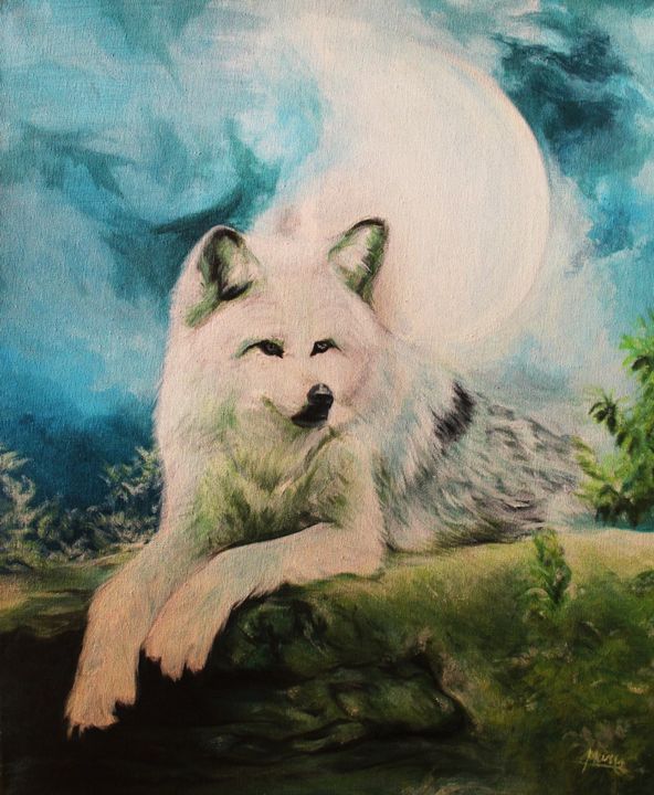 Peinture intitulée "loup.jpg" par Marina Brckovic, Œuvre d'art originale, Acrylique