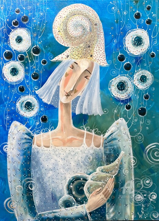 Картина под названием "Sea  in my heart." - Marina Czajkowska, Подлинное произведение искусства, Акрил Установлен на Деревян…