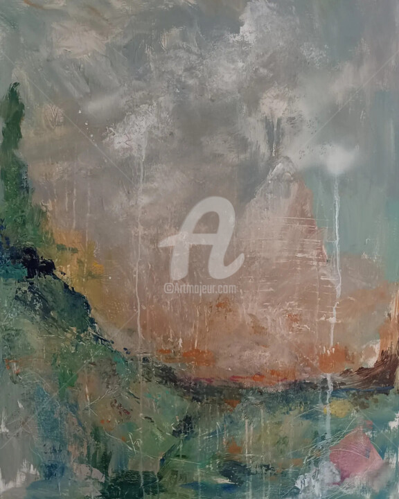 Peinture intitulée "Mont Olympe acryliq…" par Marina Desportes, Œuvre d'art originale, Acrylique Monté sur Châssis en bois