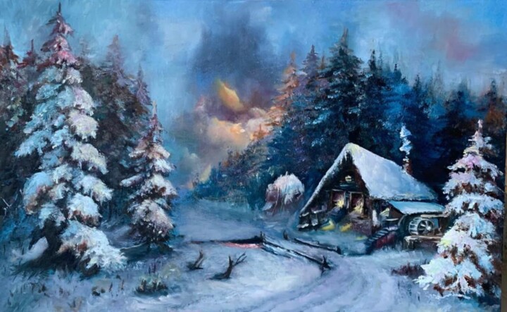 Painting titled "Winter's tale" by Marina Gavrilova, Original Artwork, Oil