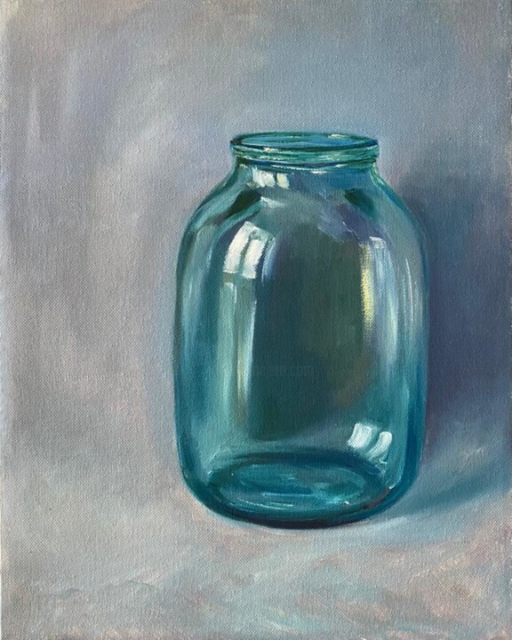 Painting titled "OLD Large Jar / Gla…" by Marina Gavrilova, Original Artwork, Oil