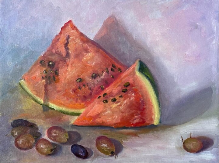 Painting titled "Sweet berries, Summ…" by Marina Gavrilova, Original Artwork, Oil