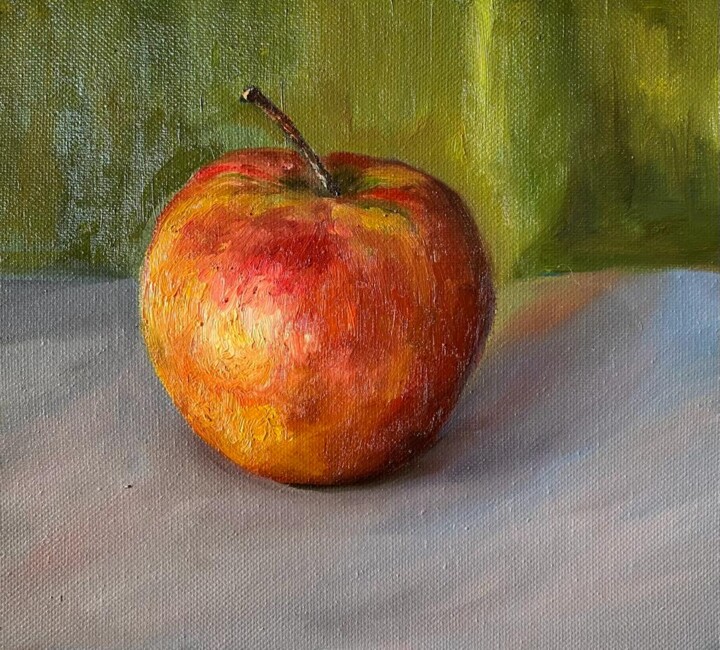 Painting titled "Red apple tasty app…" by Marina Gavrilova, Original Artwork, Oil