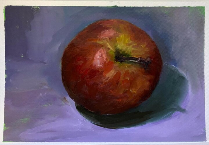 Картина под названием "Apple red small app…" - Marina Gavrilova, Подлинное произведение искусства, Масло