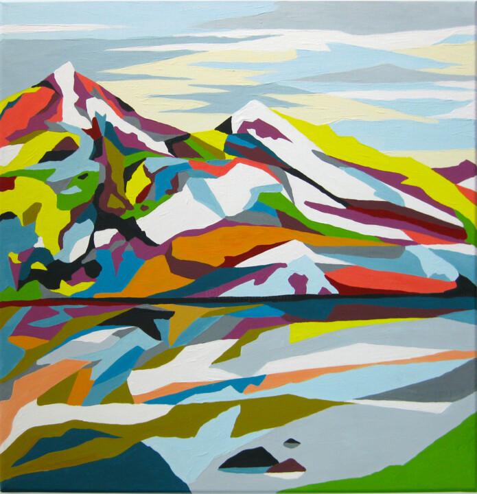 Painting titled "Coloured mountains…" by Marina Geipel, Original Artwork, Acrylic