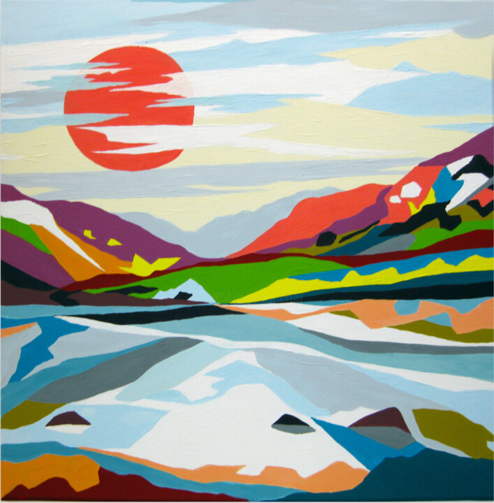 Painting titled "Coloured mountains…" by Marina Geipel, Original Artwork, Acrylic