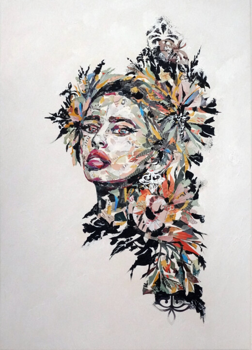 Peinture intitulée "Flora Heidi" par Marina Geipel, Œuvre d'art originale, Collages