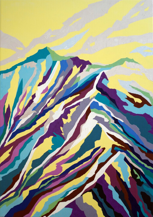 Malarstwo zatytułowany „Sunshine on mountain” autorstwa Marina Geipel, Oryginalna praca, Akryl