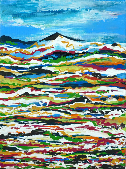 Malerei mit dem Titel "Alps" von Marina Geipel, Original-Kunstwerk, Acryl Auf Keilrahmen aus Holz montiert