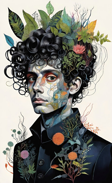 Digital Arts titled "Young man" by Marina Geipel, Original Artwork, Digital Painting