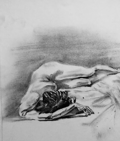 Drawing titled "Depression" by Marina Georgiadi, Original Artwork, Charcoal