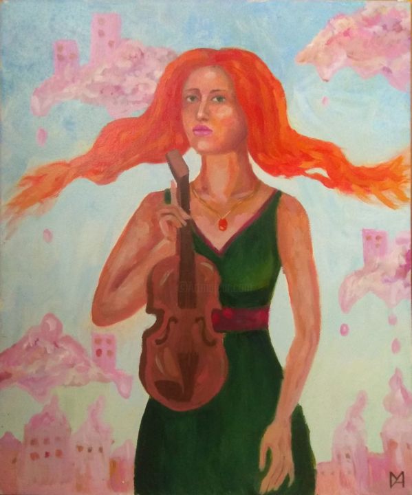 Malarstwo zatytułowany „Muse” autorstwa Marina Goncharova, Oryginalna praca, Olej