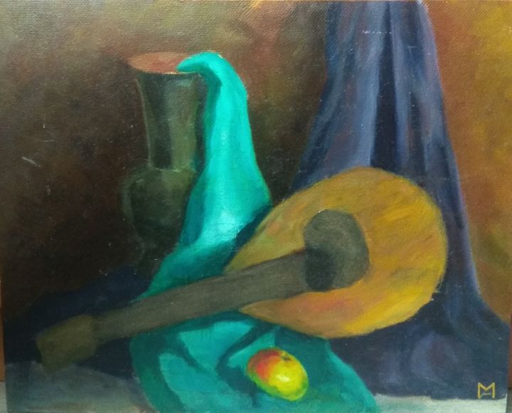 Peinture intitulée "Still life with dom…" par Marina Goncharova, Œuvre d'art originale, Huile