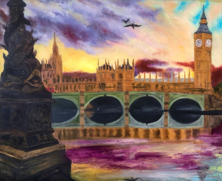 Картина под названием "London" - Marina Gorbachova, Подлинное произведение искусства, Масло