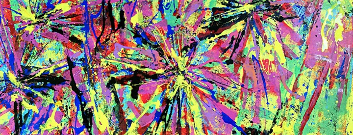 Картина под названием "Abstraction.Flowers" - Марина Климан, Подлинное произведение искусства, Масло