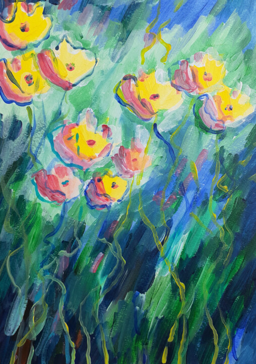 Peinture intitulée "Spring Flowers #09" par Marina Krylova, Œuvre d'art originale, Acrylique