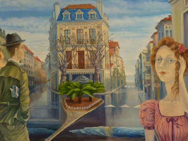 Malarstwo zatytułowany „La rue du Port Vieu…” autorstwa Marina Nikolaeva, Oryginalna praca, Olej