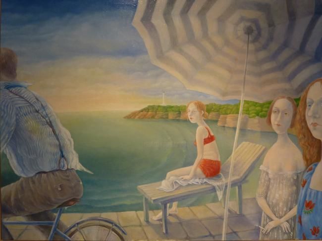 Painting titled "Sous un parasol" by Marina Nikolaeva, Original Artwork