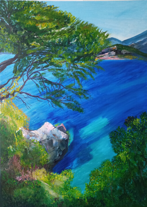 Painting titled "Greece Island Corfu…" by Marina Pingitzer, Original Artwork, Oil