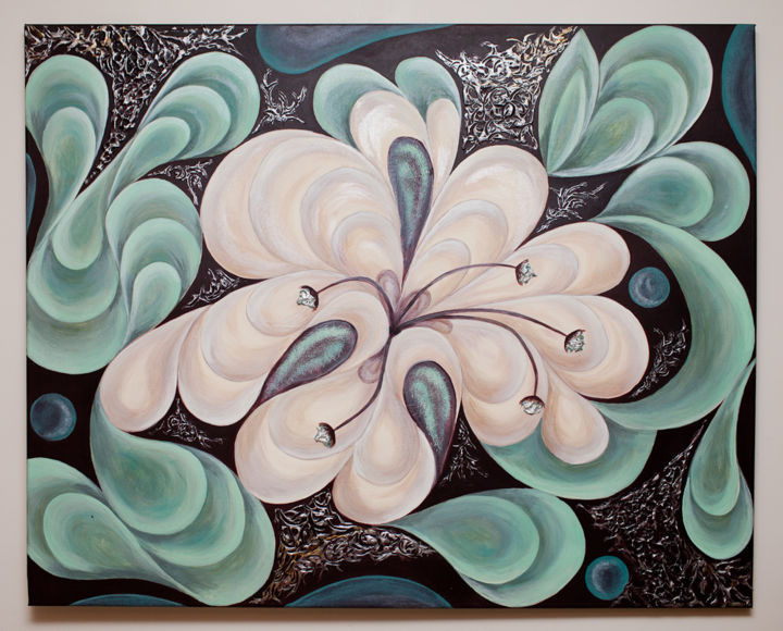 Painting titled "Azure-White" by Marina Pronsky, Original Artwork, Acrylic
