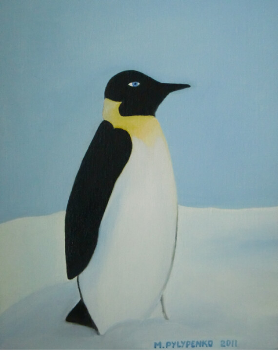 Painting titled "PENGUIN" by Marina Pylypenko, Original Artwork, Oil