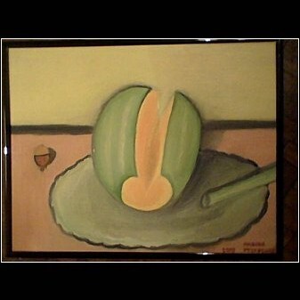 Painting titled "MELON" by Marina Pylypenko, Original Artwork, Oil