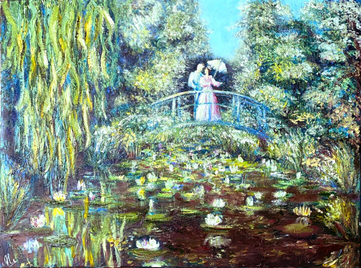 Картина под названием "Мостик" - Marina Shishkina, Подлинное произведение искусства, Масло Установлен на Деревянная рама для…