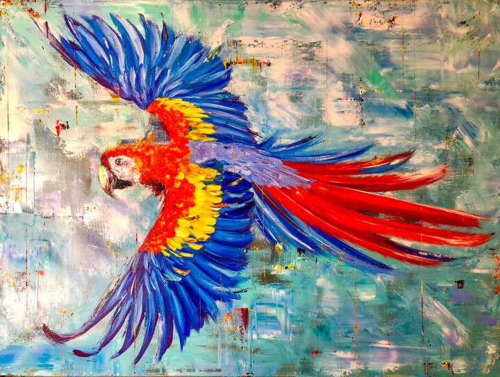 Painting titled "BRIGHT FLIGHT - Pai…" by Marina Skromova, Original Artwork, Oil Mounted on Wood Panel