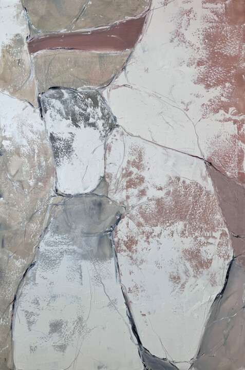 Malerei mit dem Titel "Light gray abstract…" von Marina Skromova, Original-Kunstwerk, Öl Auf Keilrahmen aus Holz montiert