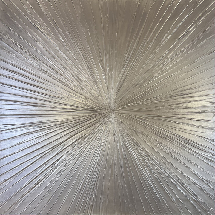 Malarstwo zatytułowany „Silver rays.” autorstwa Marina Skromova, Oryginalna praca, Akryl Zamontowany na Drewniana rama noszy
