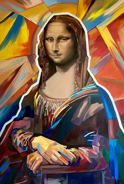 Painting titled "Gioconda" by Марина Шолохова, Original Artwork, Oil Mounted on Wood Stretcher frame