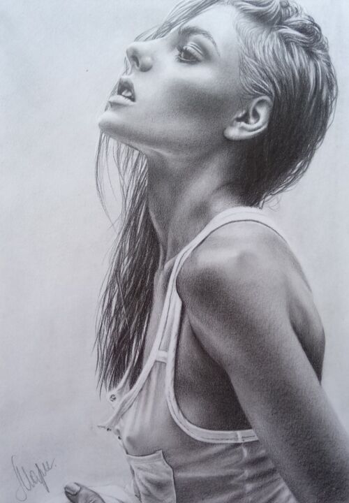 Рисунок под названием "Feeling" - Marina Ternavskaya, Подлинное произведение искусства, Карандаш
