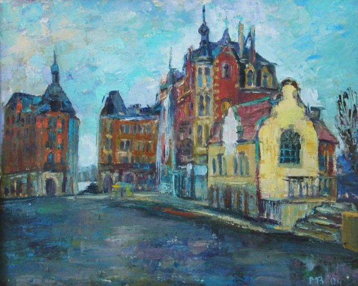 Painting titled "Kornerplatz" by Marina Valtcheva, Original Artwork, Oil