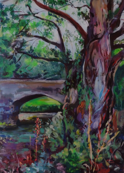 Pintura titulada "Sheltering tree" por Marina Del Pozo, Obra de arte original, Acrílico Montado en Bastidor de camilla de ma…