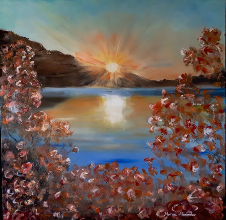 Painting titled "Autumn Reflections" by Marina Alexander, Original Artwork, Oil