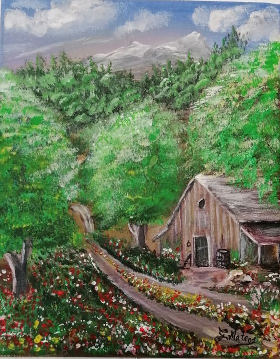 Painting titled "La cabaña" by Guillermo Mateos Suero, Original Artwork, Acrylic